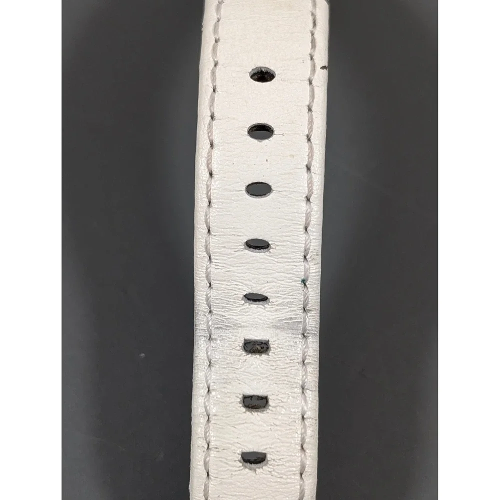 Ecclissi Womens White Leather Watch Gold Tone Square Minimalist‎ 7